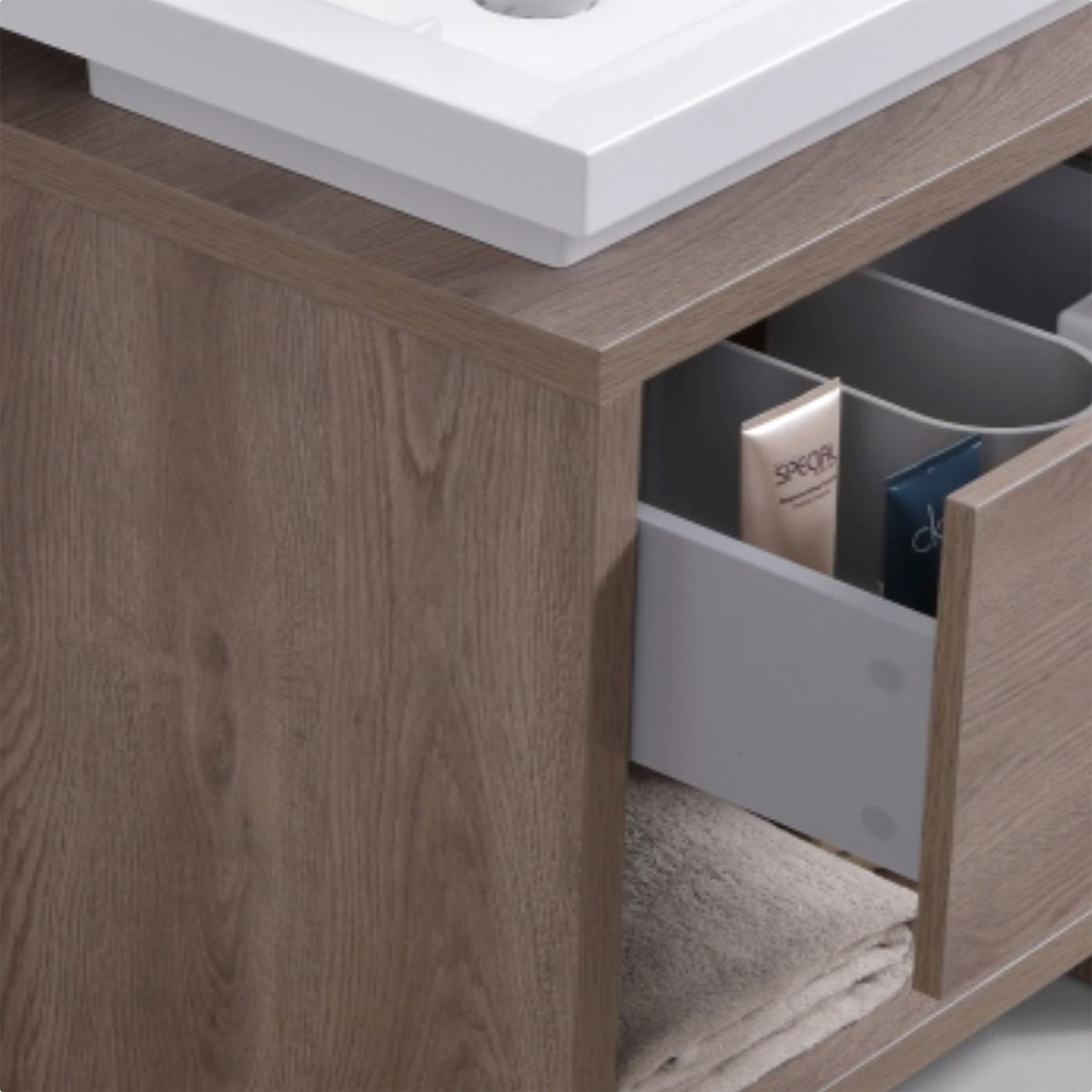 Kube Bath Levi 32" Wood Modern Bathroom Vanity w/ Cubby Hole - Butternut (L800BTN) view 5