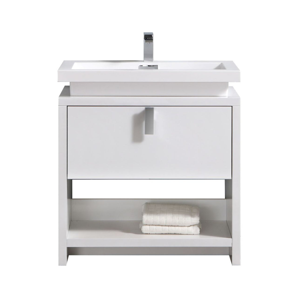 Kube Bath Levi 32" Wood Modern Bathroom Vanity w/ Cubby Hole - Gloss White (L800GW)
