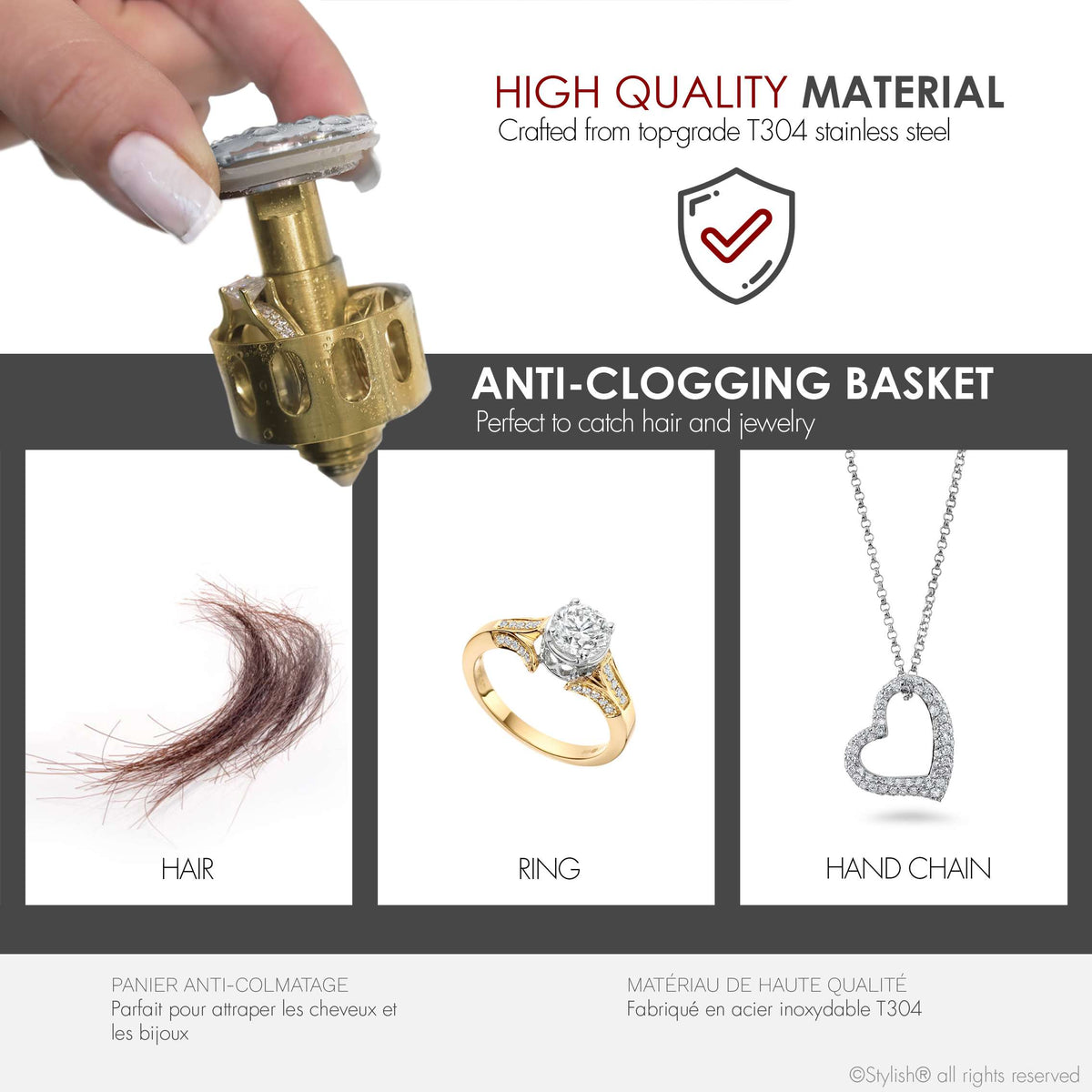 Stylish Pop-Up Bathroom Sink Drain with Overflow Polished Chrome D-700C