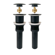 Stylish Pop-Up Bathroom Sink Drains Set Without Overflow Matte Black D-702N2