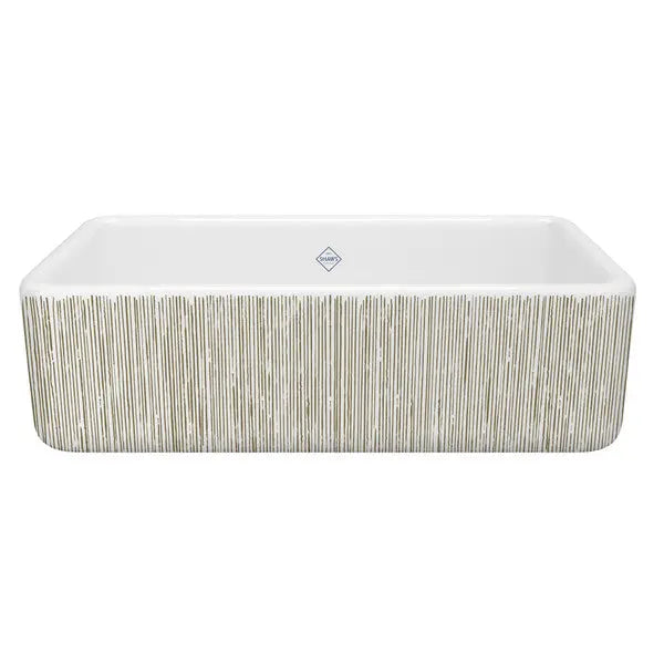 Lancaster™ 33" Single Bowl Farmhouse Apron Front Fireclay Kitchen Sink With Lines Design - Plumbing Market