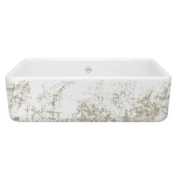 Lancaster™ 33" Single Bowl Farmhouse Apron Front Fireclay Kitchen Sink With Metallic Design - Plumbing Market