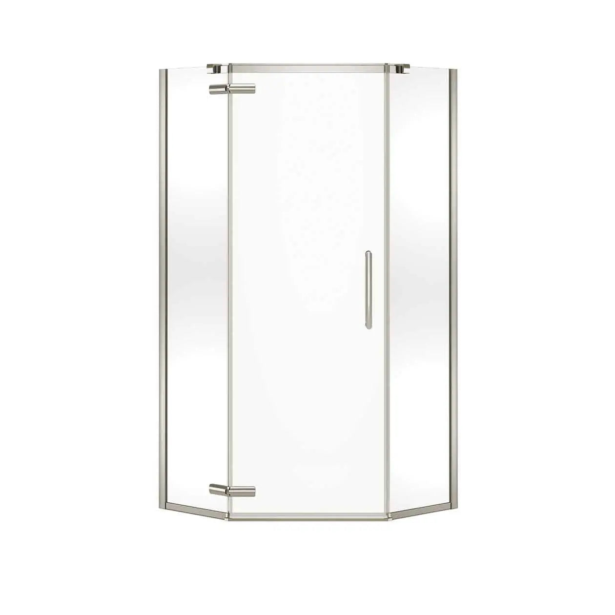 Link Curve Neo-angle 38 x 38 x 75 in. 8mm Pivot Shower Door for Corner Installation with Clear glass in Brushed Nickel - Plumbing Market