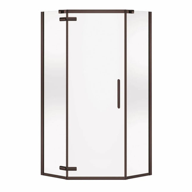 Link Curve Neo-angle 38 x 38 x 75 in. 8mm Pivot Shower Door for Corner Installation with Clear glass in Dark Bronze - Plumbing Market