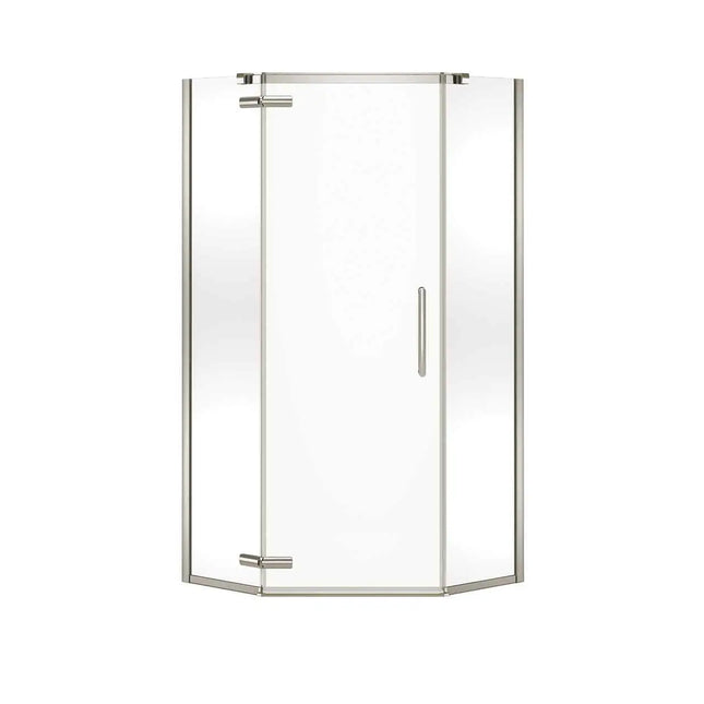 Link Curve Neo-angle 40 x 40 x 75 in. 8mm Pivot Shower Door for Corner Installation with Clear glass in Brushed Nickel - Plumbing Market