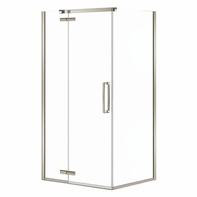 Link Curve Rectangular 42 x 34 x 75 in. 8mm Pivot Shower Door for Corner Installation with Clear glass in Brushed Nickel - Plumbing Market