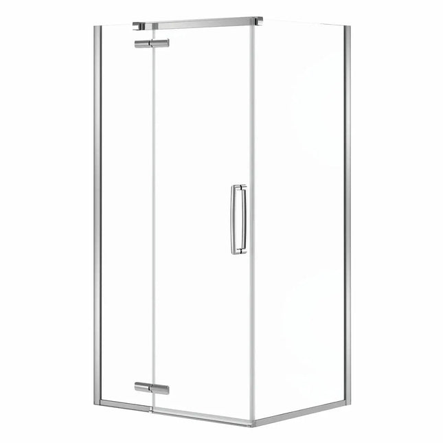 Link Curve Rectangular 42 x 34 x 75 in. 8mm Pivot Shower Door for Corner Installation with Clear glass in Chrome - Plumbing Market