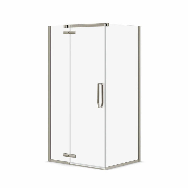 Link Rectangular 42 x 34 x 75 in. 8mm Pivot Shower Door for Corner Installation with Clear glass in Brushed Nickel - Plumbing Market