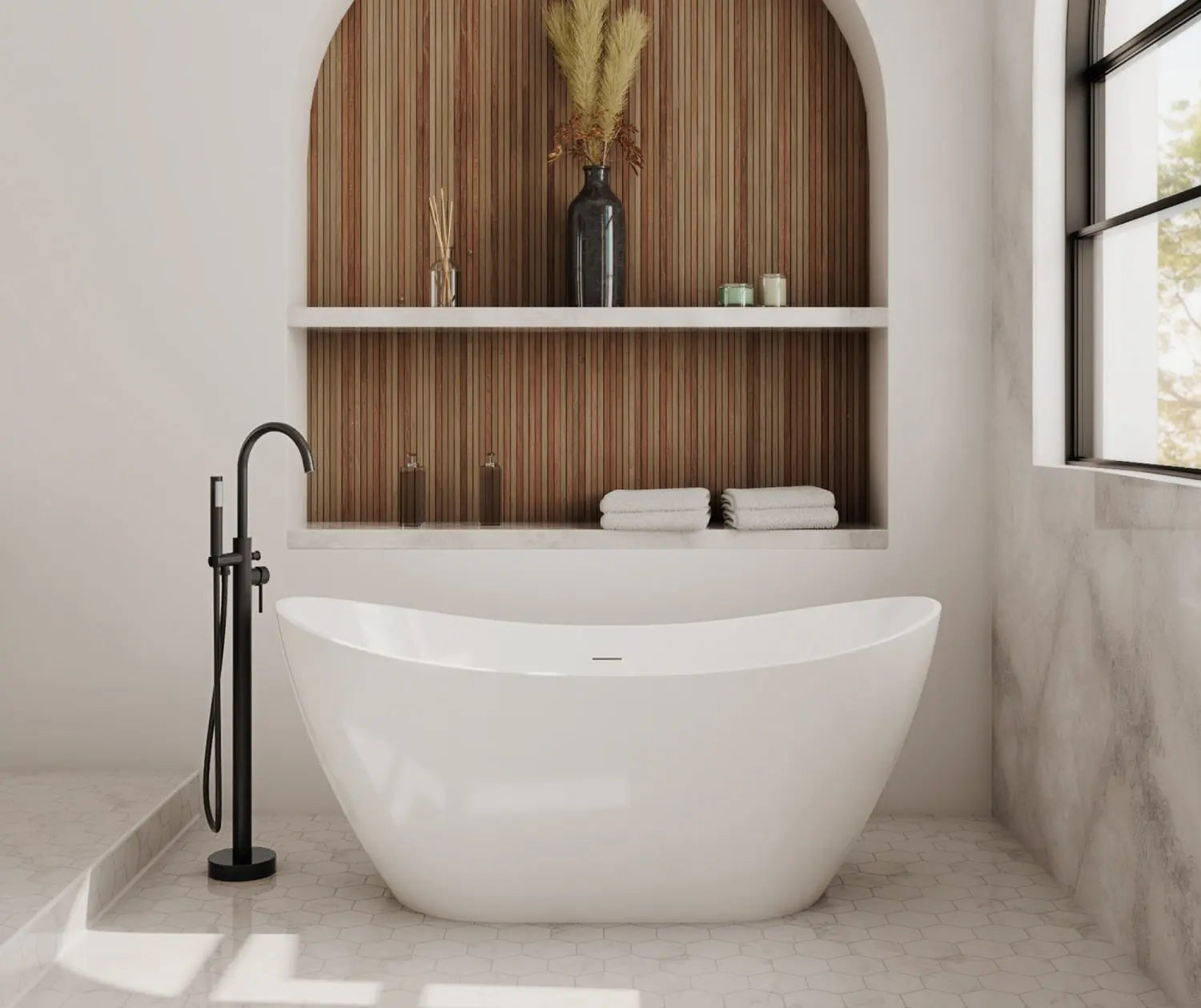 Linosa Freestanding Tub Faucet with Handshower in Matte Black - Plumbing Market