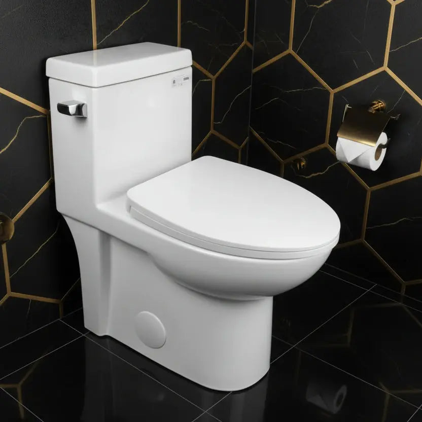 Liro Iris Side Flush Toilet with 12" Rough in White Finish