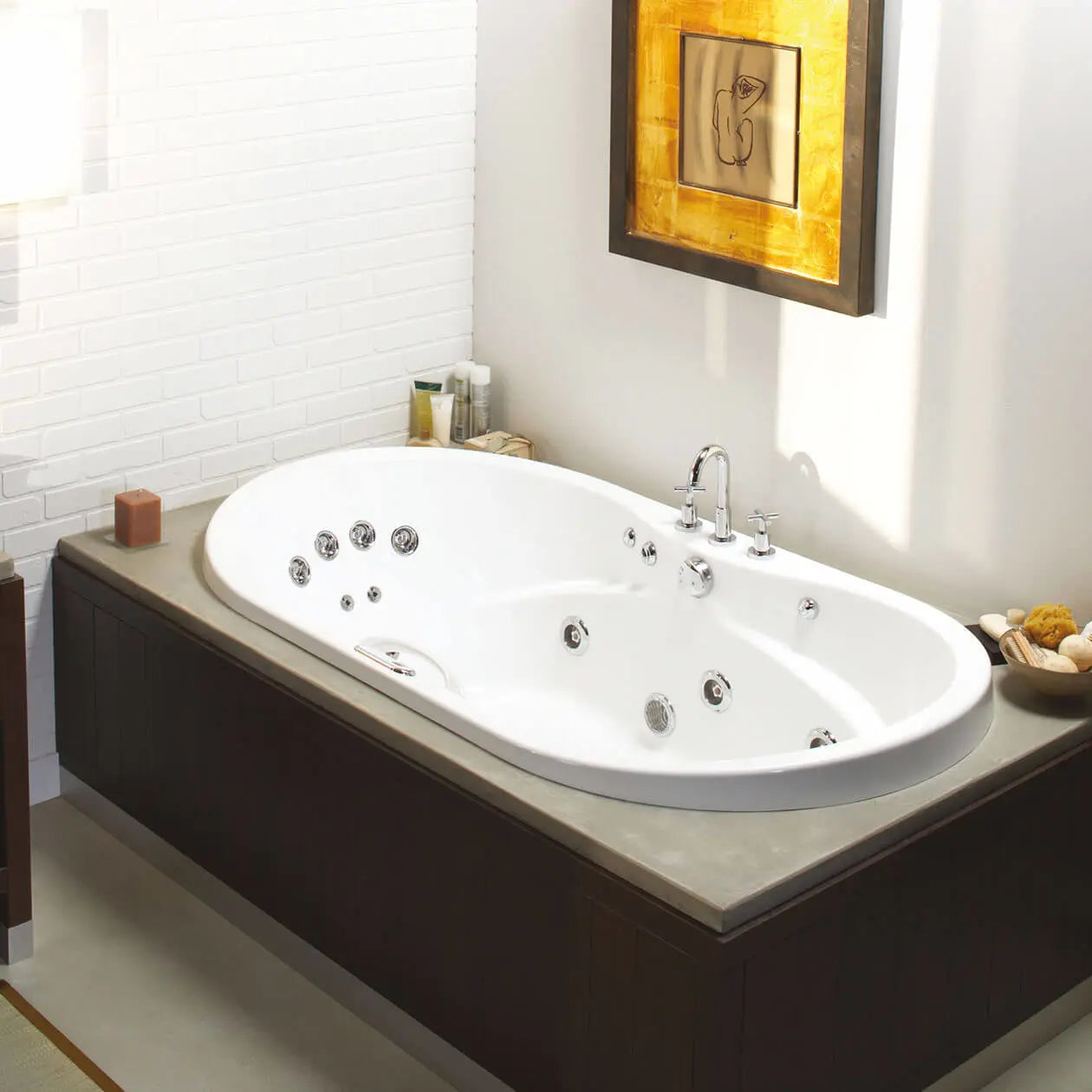 Living 7242 Acrylic Drop-in Center Drain Bathtub in White - Plumbing Market