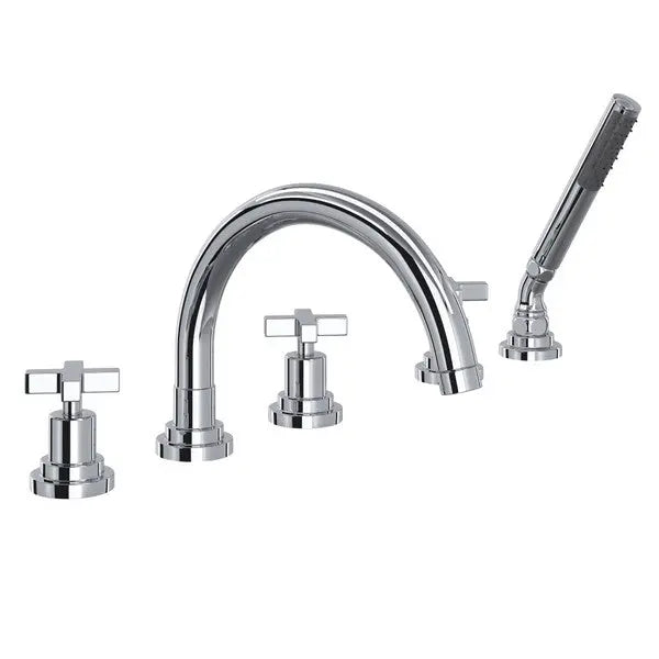 Lombardia® 5-Hole Deck Mount Tub Filler With C-Spout - Plumbing Market