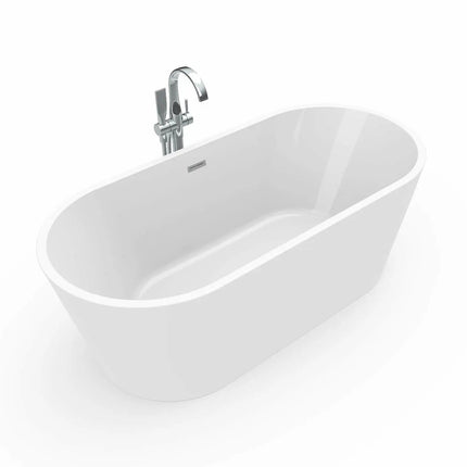 Lorca 6731 Acrylic Freestanding Center Drain Bathtub in White with White Skirt - Plumbing Market
