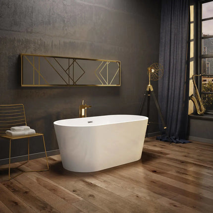 Louie 5829 Acrylic Freestanding Center Drain Bathtub in White with White Skirt - Plumbing Market