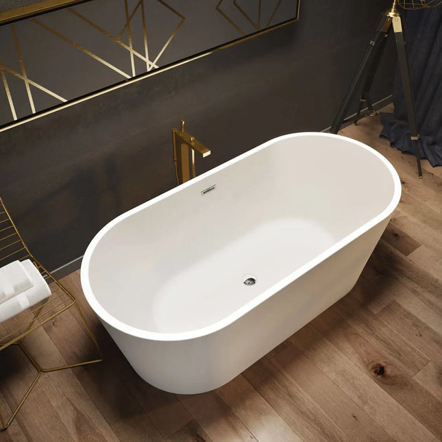Louie 6731 Acrylic Freestanding Center Drain Bathtub in White with White Skirt - Plumbing Market