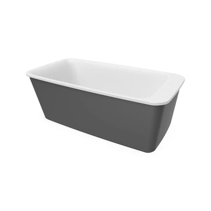 Lounge 6434 Acrylic Freestanding End Drain Bathtub in White with Thundey Grey Skirt - Plumbing Market