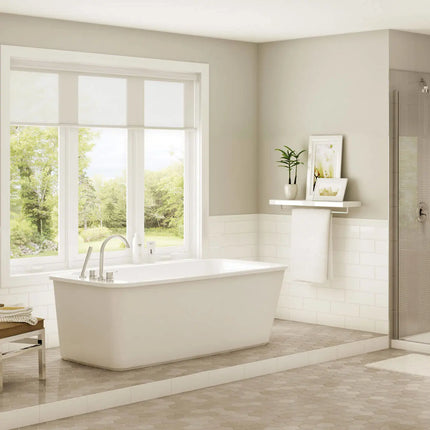 Lounge 6434 Acrylic Freestanding End Drain Bathtub in White with White Skirt - Plumbing Market