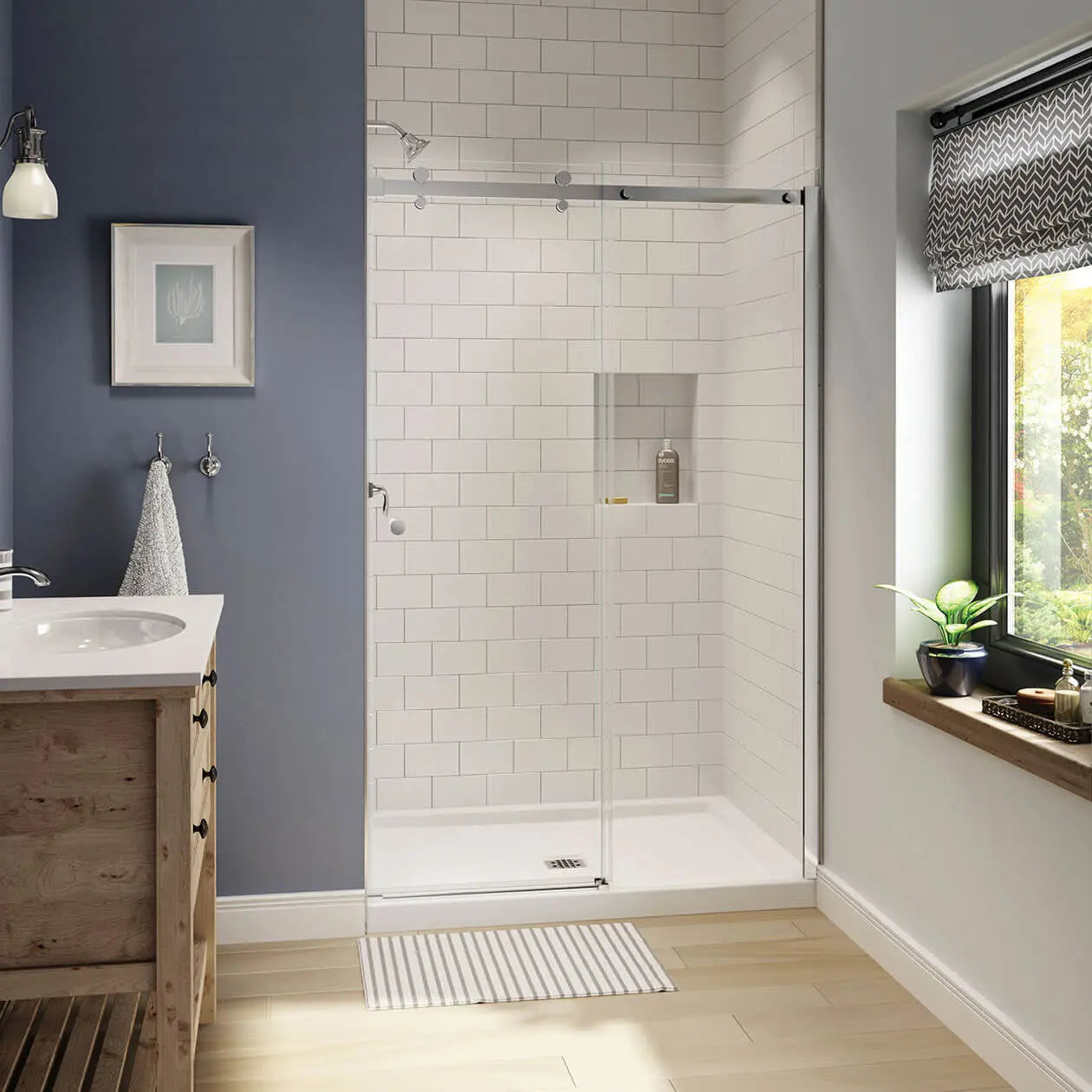 Luminescence 44 ½-47 x 70 ½-72 in. 6 mm Sliding Shower Door for Alcove Installation with Clear glass in Chrome - Plumbing Market