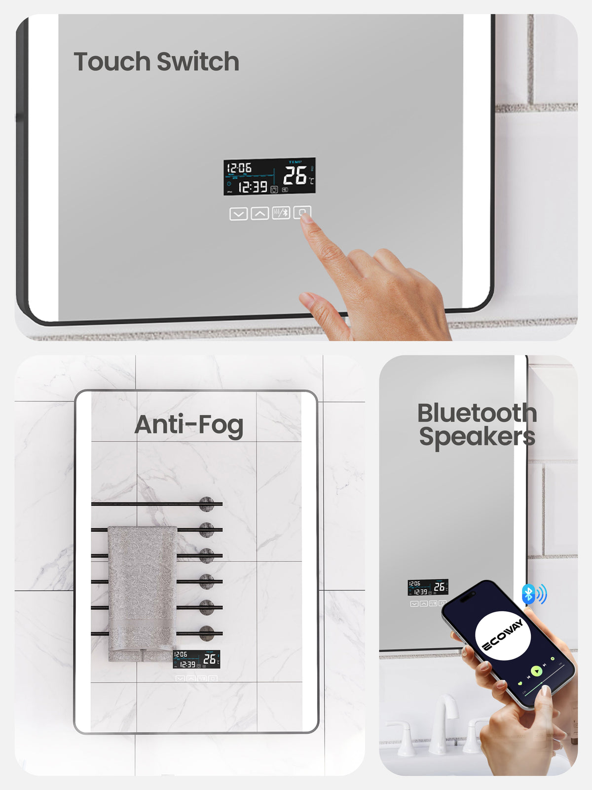 Ecoway Luna Bluetooth LED Mirror M1001 — Plumbing Market Canada