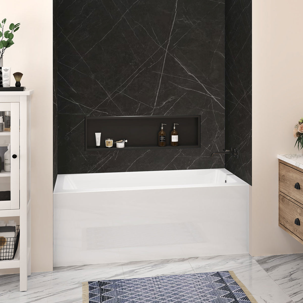 Zitta 36" x 76" Nezio Wall, black marble imitation M36763A03ZM