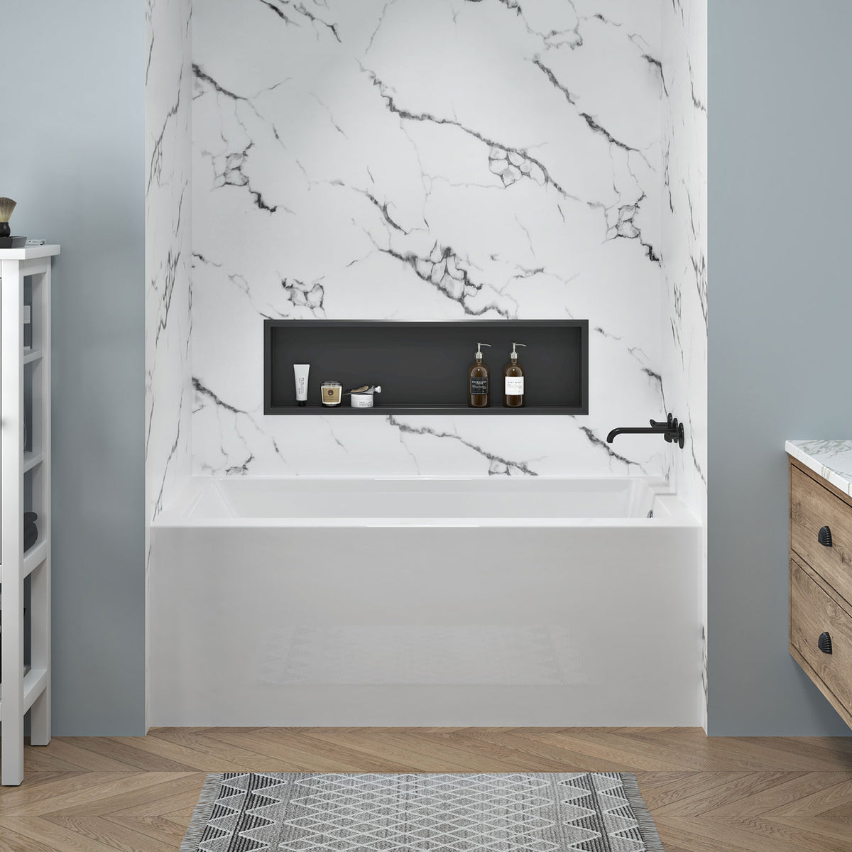 Zitta 60" x 76" Bianzo Wall, white marble imitation M60763A02ZM