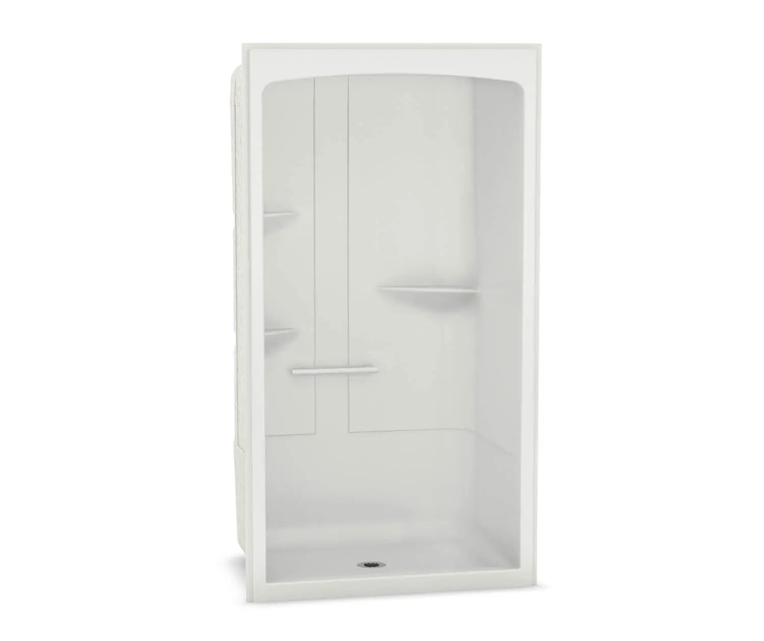 MAAX ALLIA SHR-4834 Acrylic Alcove Center Drain One-Piece Shower in White With Left Seat - Plumbing Market