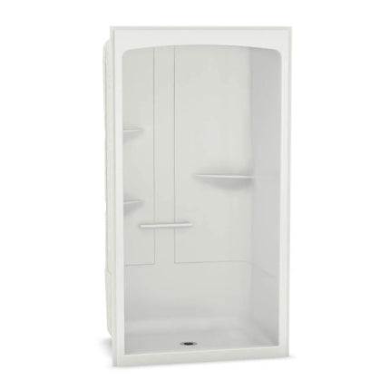 MAAX ALLIA SHR-4834 Acrylic Alcove Center Drain One-Piece Shower in White With Right Seat - Plumbing Market