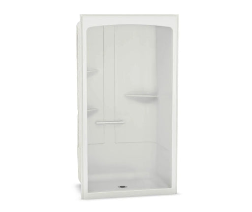 MAAX ALLIA SHR-4834 Acrylic Alcove Center Drain One-Piece Shower in White With Right Seat - Plumbing Market