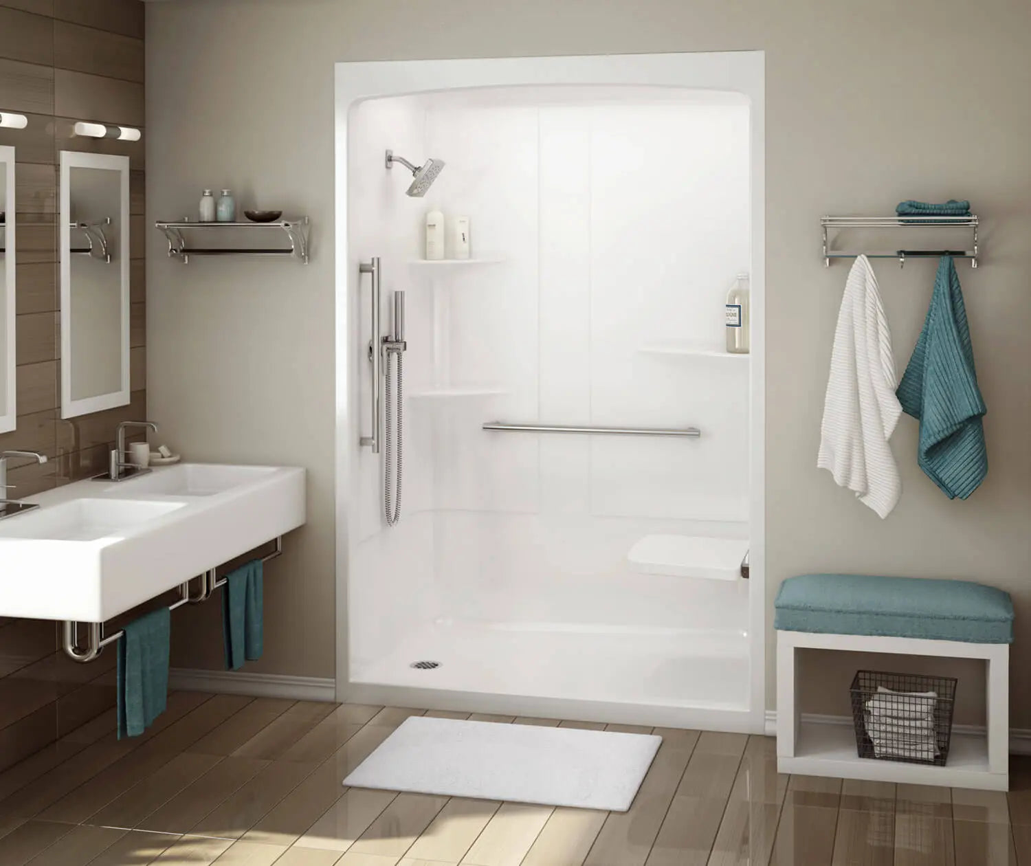 MAAX ALLIA SHR-6034 Acrylic Alcove Left-Hand Drain One-Piece Shower in White - Plumbing Market