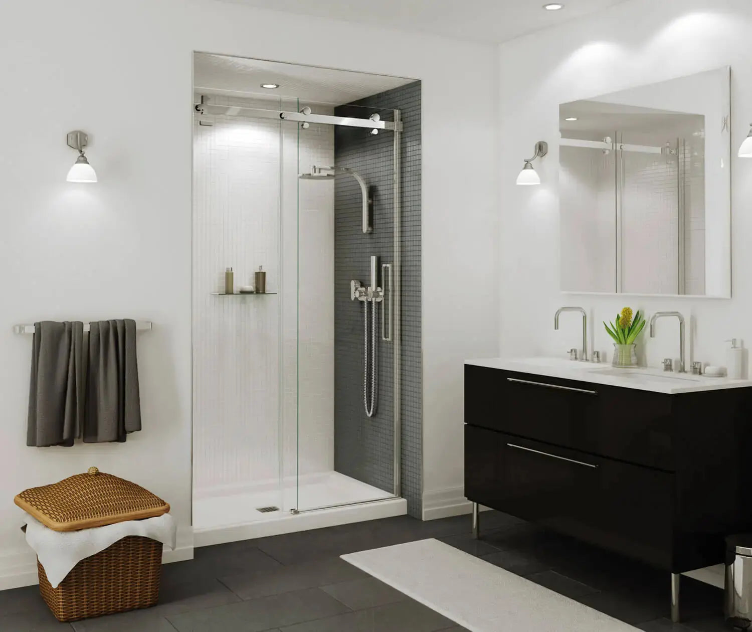 MAAX Halo 44 ½-47 x 78 ¾ in. 8mm Sliding Shower Door for Alcove Installation with Clear glass in Chrome - Plumbing Market