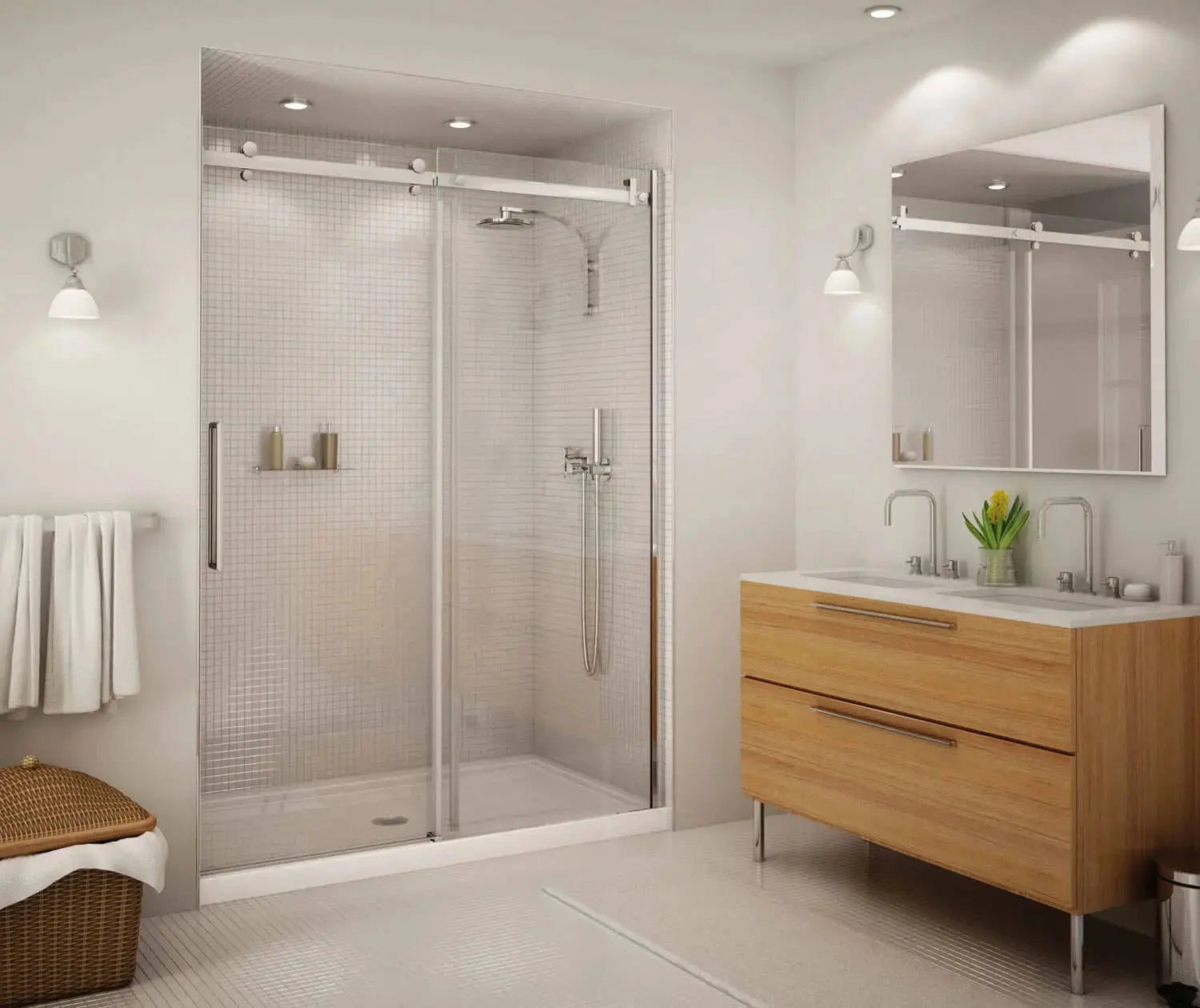 MAAX Halo 56 ½-59 x 78 ¾ in. 8mm Sliding Shower Door for Alcove Installation with Clear glass in Chrome - Plumbing Market