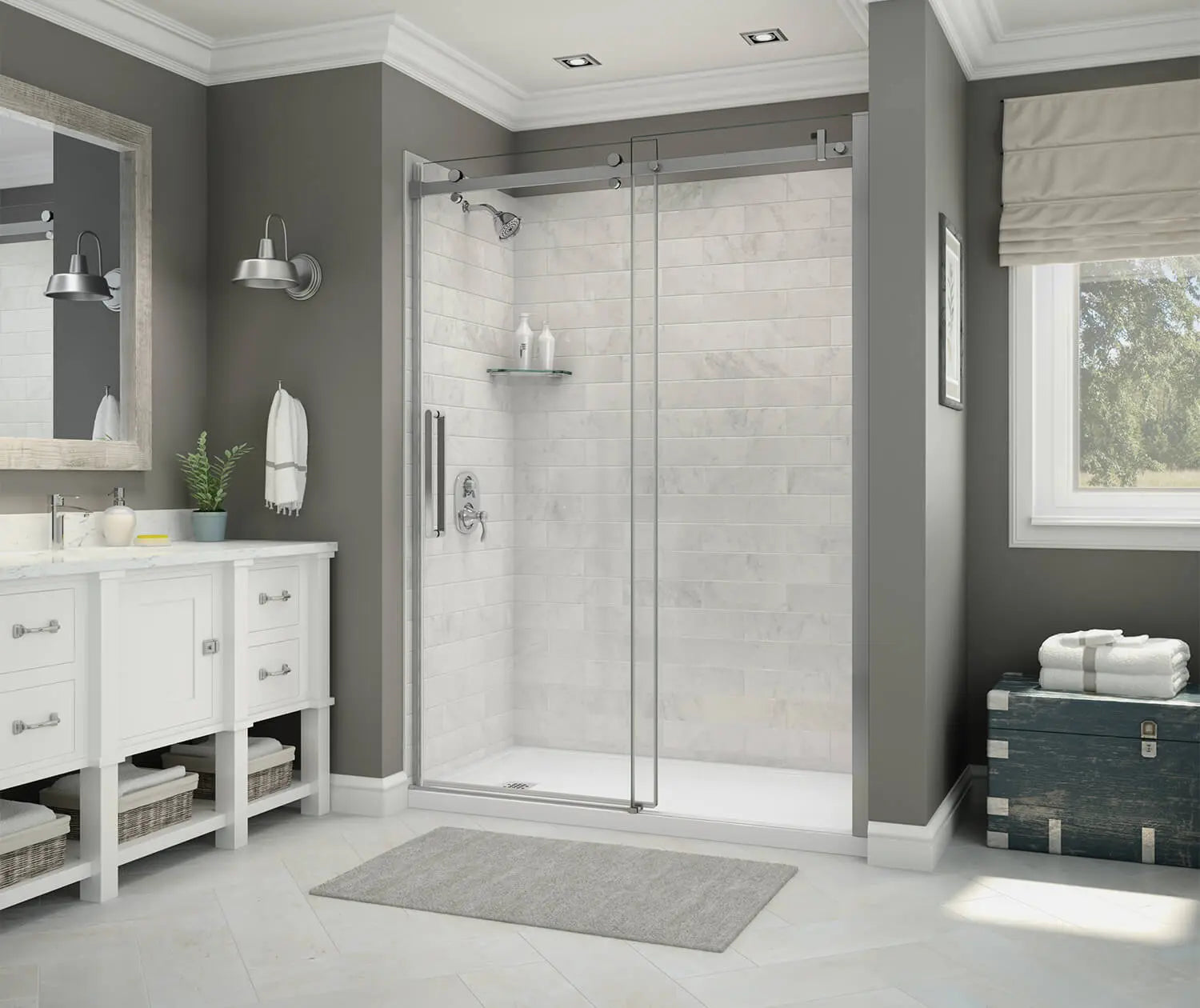 MAAX Halo 56 ½-59 x 78 ¾ in. 8mm Sliding Shower Door for Alcove Installation with Clear glass in Chrome - Plumbing Market