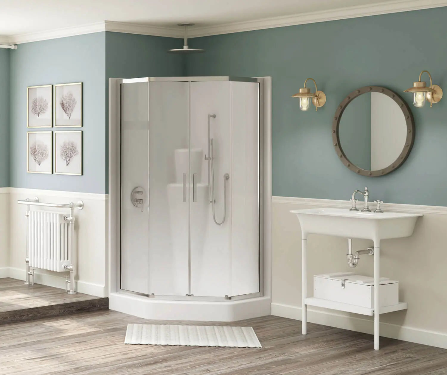 MAAX Imperial II 39 x 39 AcrylX Corner Center Drain One-Piece Shower in White - Plumbing Market