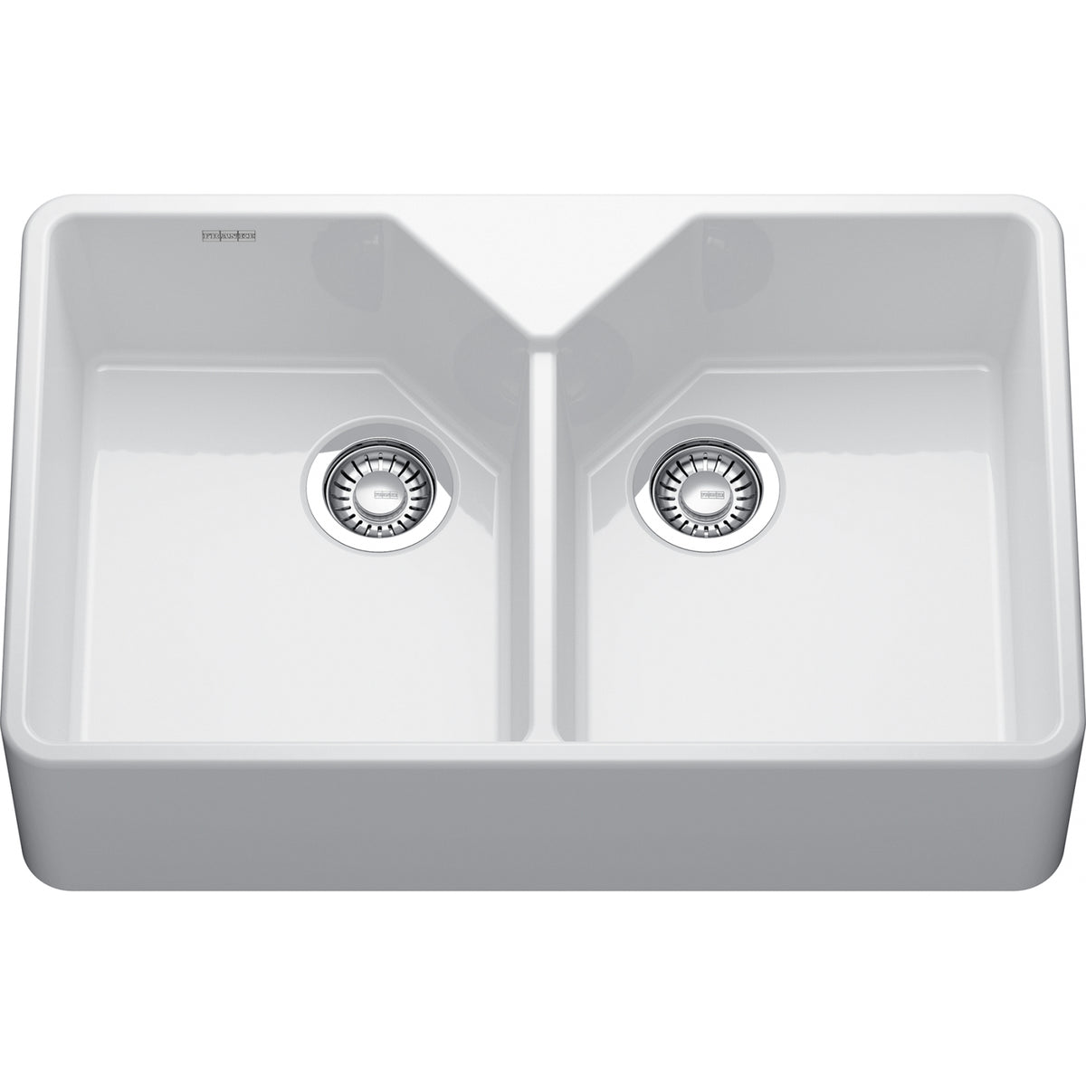 Franke Manor House 2.0 31.25" fireclay apron front double bowl kitchen sink glossy white MH2K7201414-GWH
