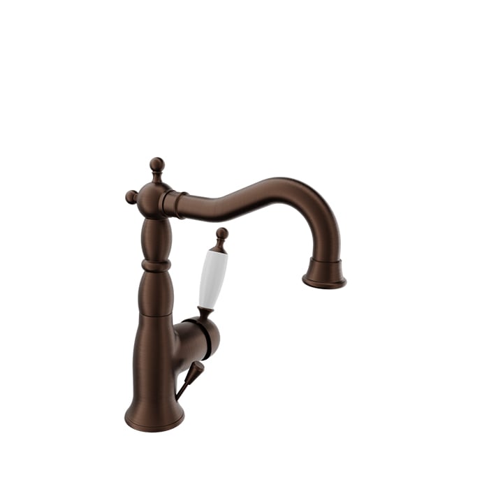 Baril VICTOIRE B74 Antique Style Single-Hole Lavatory Faucet, Drain Included MON-2600-00L in Venetian Bronze / White
