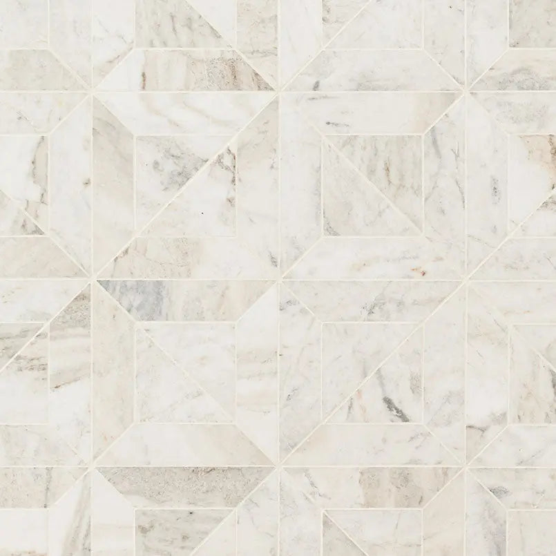 MSI Surfaces  3D View Arabescato Venato Argyle Geometric Pattern Tile