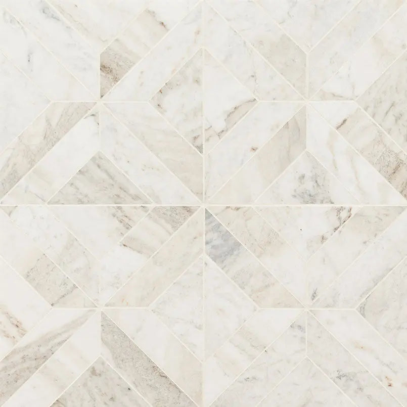 MSI Surfaces  3D View Arabescato Venato Argyle Geometric Pattern Tile