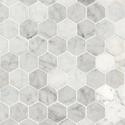 MSI Surfaces 3D View Carrara White Polished 2" Hexagon Mosaic Tile