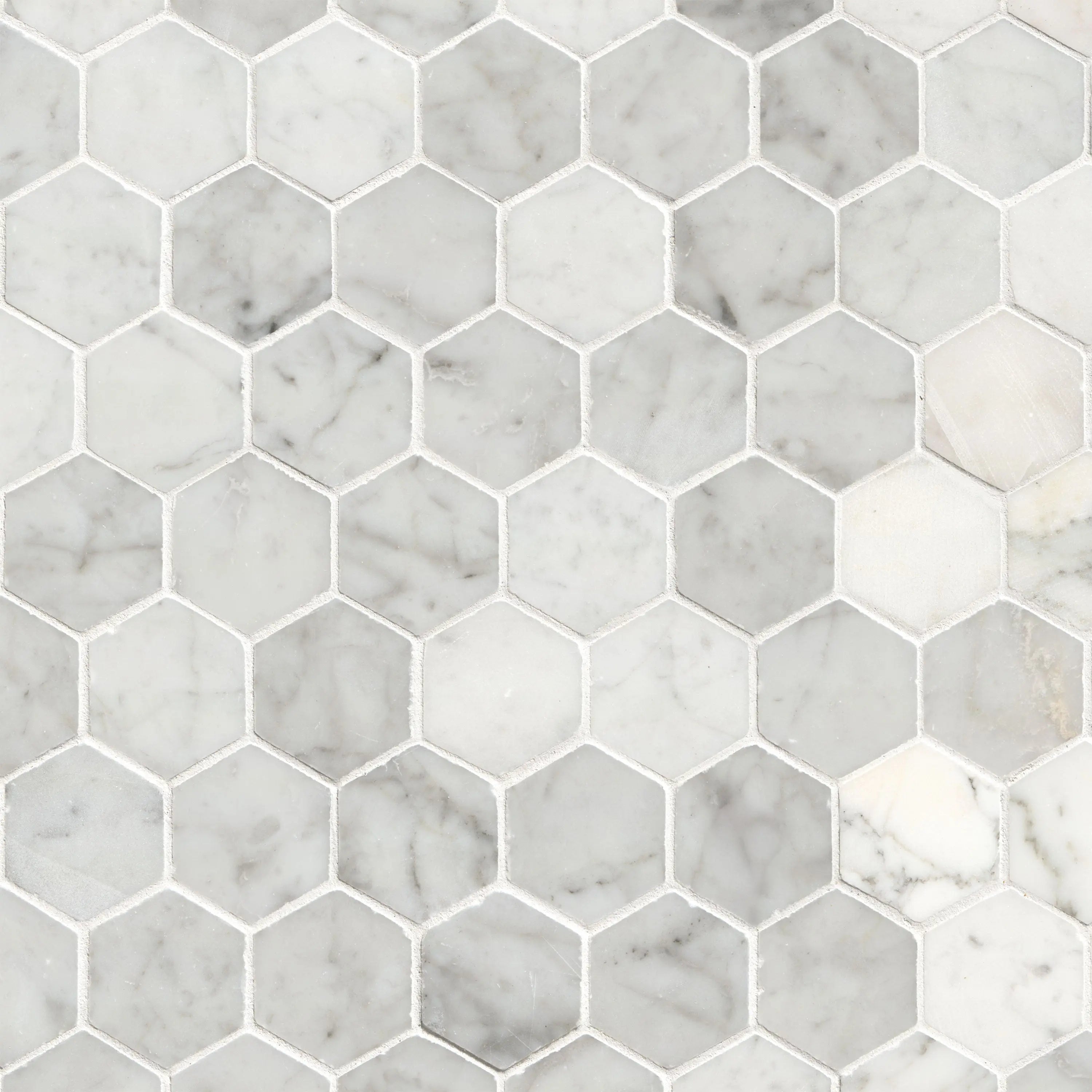 MSI Surfaces 3D View Carrara White Polished 2" Hexagon Mosaic Tile