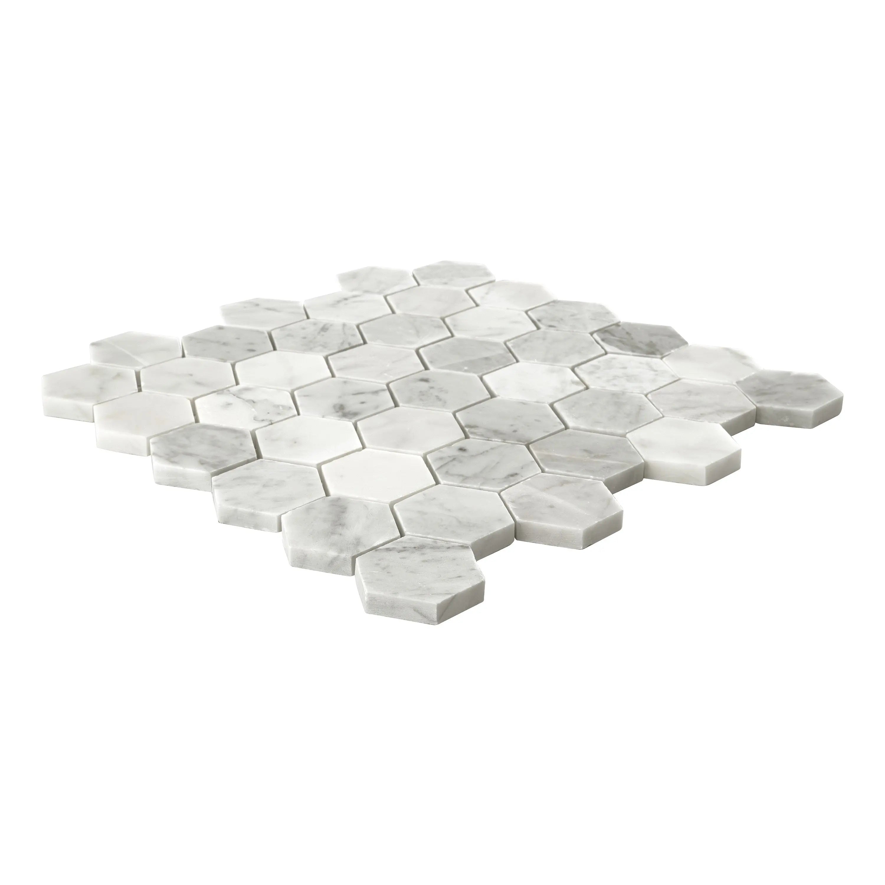 MSI Surfaces 3D View Carrara White Polished 2" Hexagon Mosaic Tile