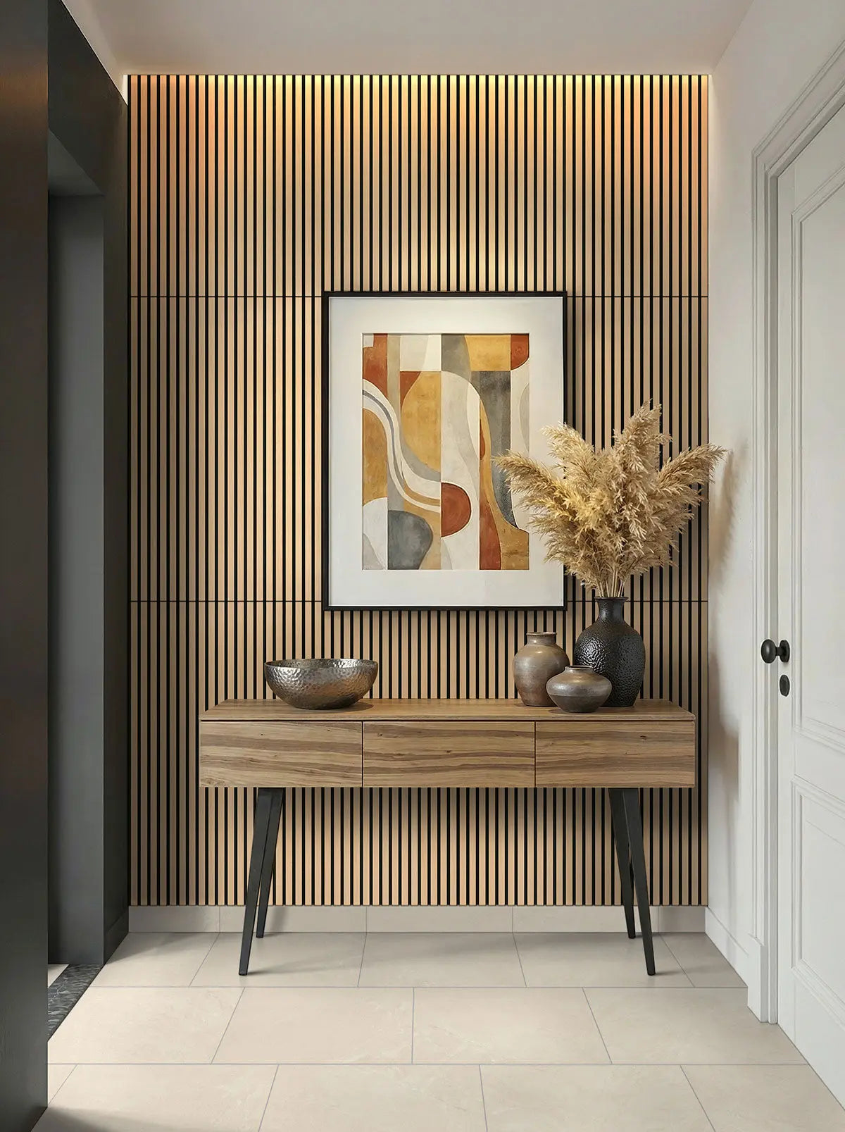 MSI Surfaces Almond 24x48 Fluted Acoustic Wood Slat Panel