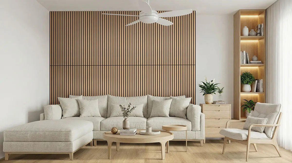MSI Surfaces Almond 24x48 Fluted Acoustic Wood Slat Panel