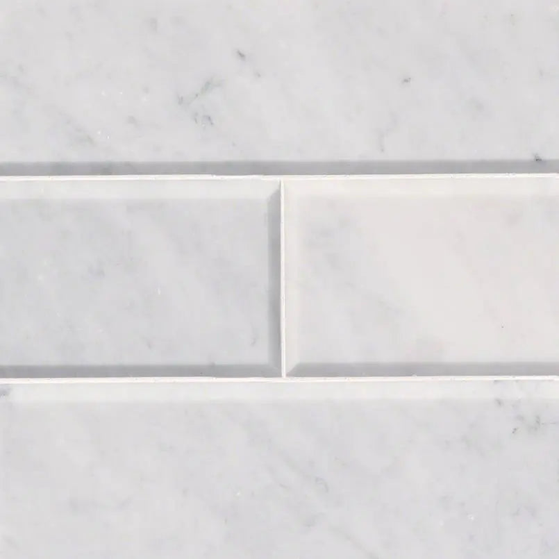 MSI Surfaces Arabescato Carrara Beveled Marble Subway Tile 4x12