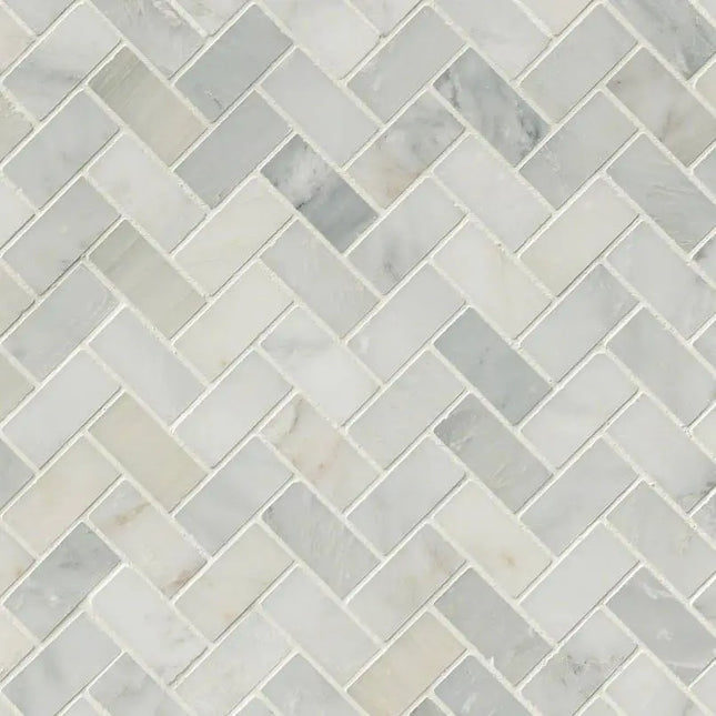 MSI Surfaces Arabescato Carrara Herringbone Mosaic SMOT-ARA-HBH - Plumbing Market