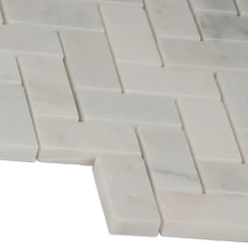 MSI Surfaces Arabescato Carrara Herringbone Pattern Geometric Marble Tile
