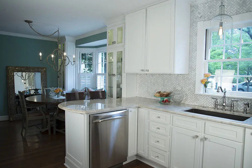 MSI Surfaces Arabescato Carrara Herringbone Pattern Geometric Marble Tile