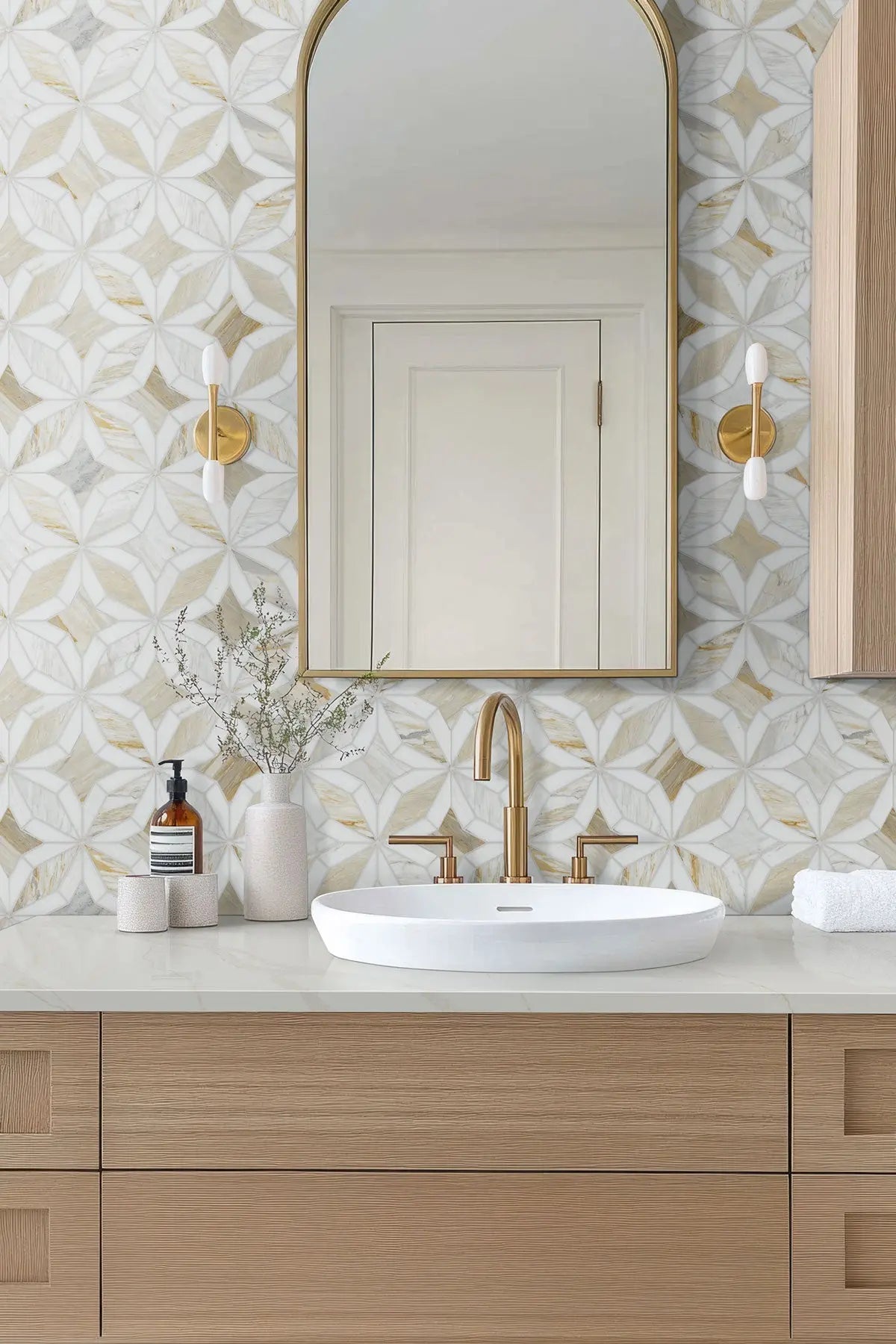 MSI Surfaces Athena Gold Estrella Polished Geometric Pattern Tile