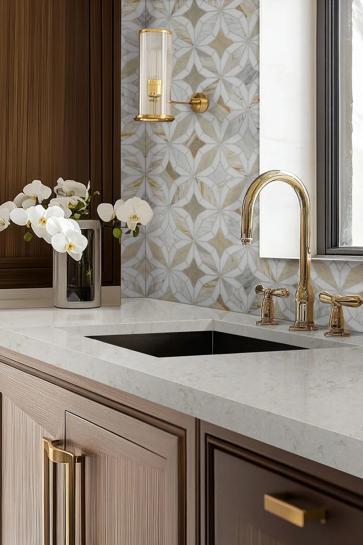 MSI Surfaces Athena Gold Estrella Polished Geometric Pattern Tile