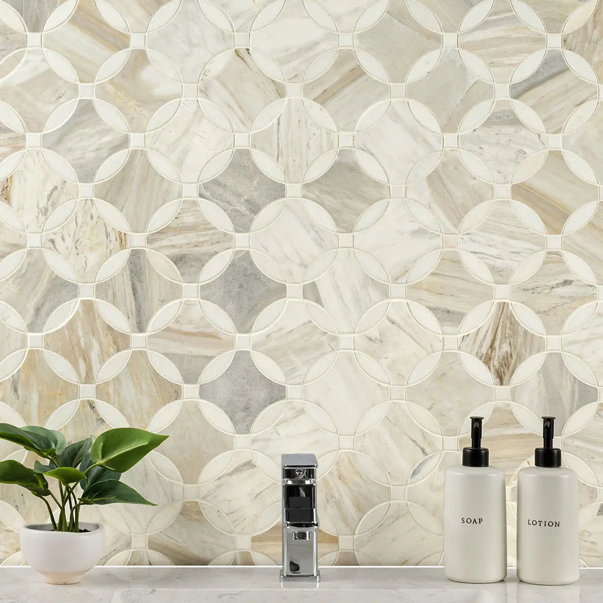 MSI Surfaces Backsplash Athena Gold Lola Geometric Polished Tile
