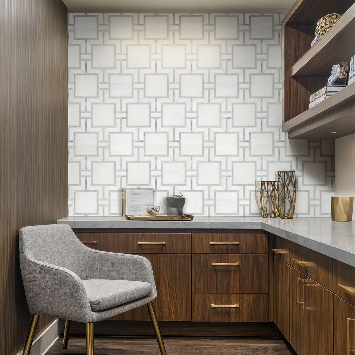 MSI Surfaces Backsplash Bianco Dolomite Alana Polished Mosaic Tile